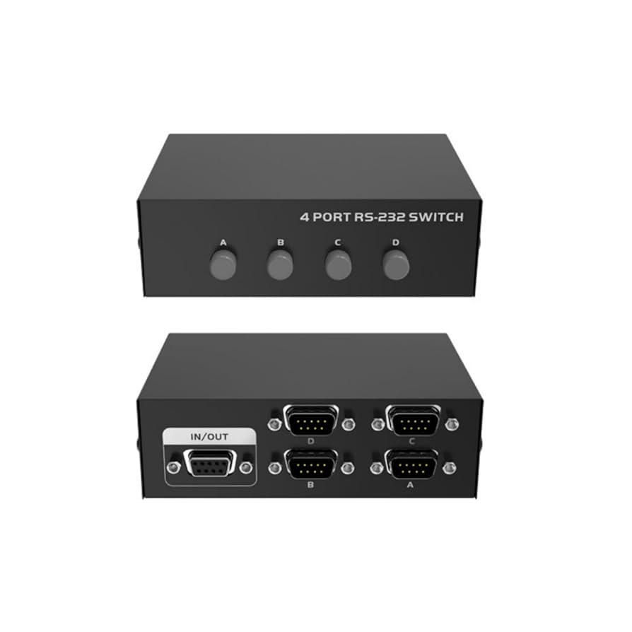 Serial DB9 Pin RS232 Switcher Sharer Splitter 4 in 1 Out 2